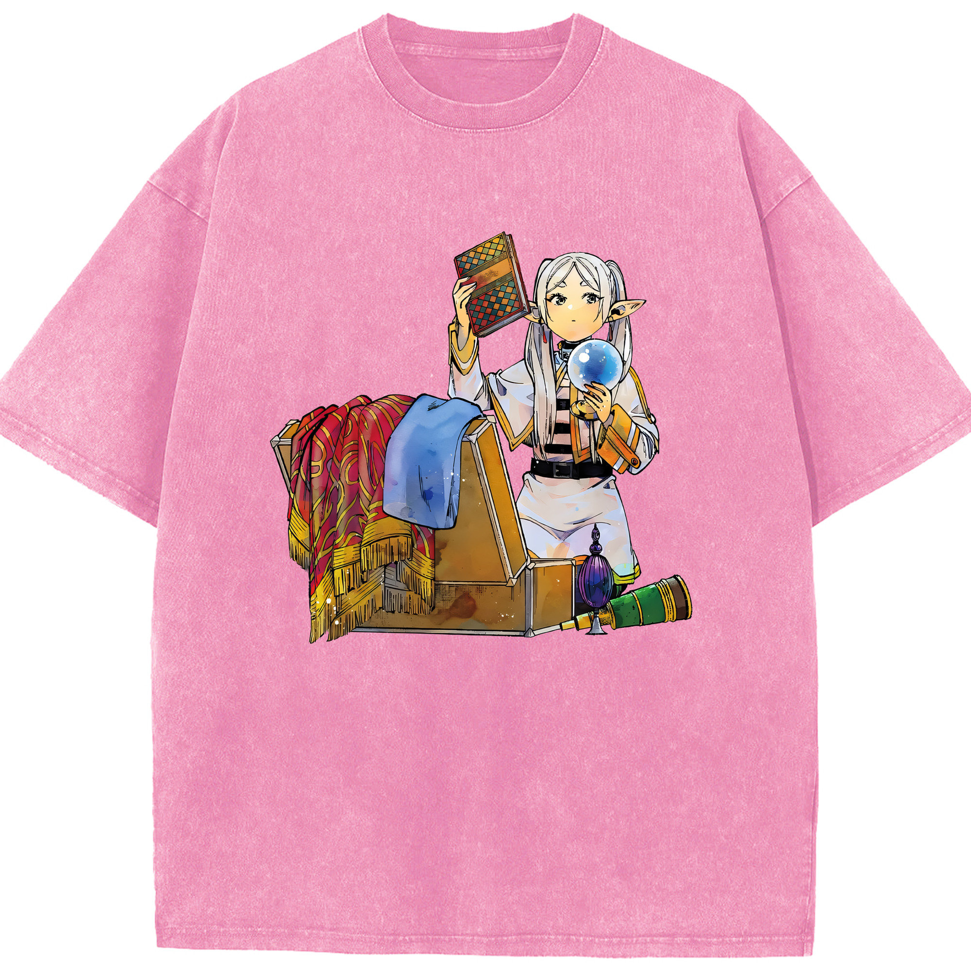 （画像用） 葬送のフリーレン Frieren 綿100% ヴィンテージ風 半袖Tシャツ（フロントプリント）